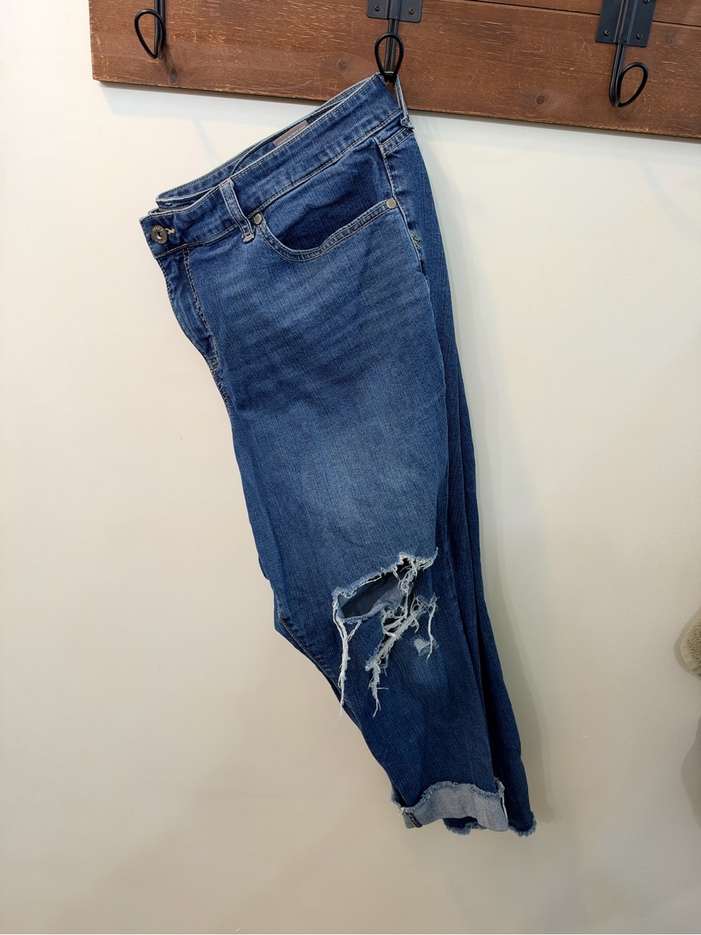 torrid Blue Distressed Straight Leg Jeans